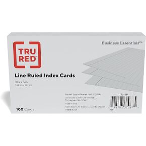 TRU RED 3 x 5-Inch Index Cards, Lined, Gray, 100/Pack (TR51014)