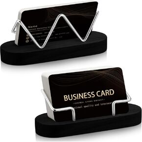 Amyhill 2 Pieces Wood Business Card Holder for Desk Wooden Business Card Display Stand Postcard Holder for Office Home Desktop(Wood Color)