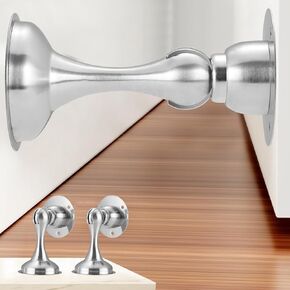 ​YDAJIURI 2Pack Magnetic Door Stop No Drilling Door Stop with 3D Adhesive Tapes Keep Door Open Door Stainless Steel Screws for Stronger Mount（Silver）