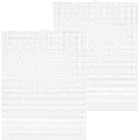 2 Pieces 7 Count Plastic Mesh Canvas Sheets, Eye Mesh for Therian Mask White Plastic Mesh for Embroidery Acrylic Yarn Crafting Knit Crochet Projects and Make Aquarium Dividers (10.5 X 13.5 Inch)