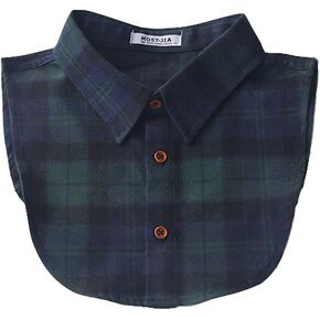 Fake Collar Detachable Plaid Blouse False Collar Fake Collar Choker Necklace for Unisex Adult (Dark Green), 8-20