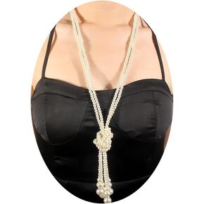 White Pearls Necklace Handmade Neck Tie Weaving Necktie Ladies Shirt Scarf Hollow Beaded Collar Accessory Trendy Jewelry
