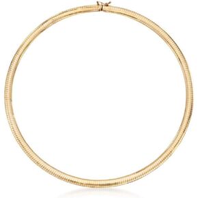 Roy Rose Jewelry 14K Yellow Gold 8mm Wide Domed Omega Necklace ~ Length 18'' inches