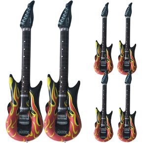 LUOZZY 6Pcs Inflatable Guitar Instruments Blow Up Guitar Swimming Pool Floaties Inflatable Instruments for Kids Party Favor, 35inch