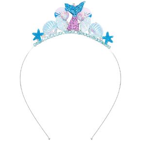 SuPoo Mermaid Crown Headband Little Mermaid Party Decorations Tiara for Girls Mermaid Tail Princess Crown Halloween Birthday Decorations Seashell Costumes Hair Accessories