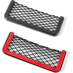 DEDC 2 Pieces ABS Plastic Frame Car Storage Net Bag Phone Car Mesh Net Holder RV Storage Boat Cargo Pocket Organizer Framed Mesh Net Pocket with Screws for Auto RV Net (8 x 3.1 Inch)