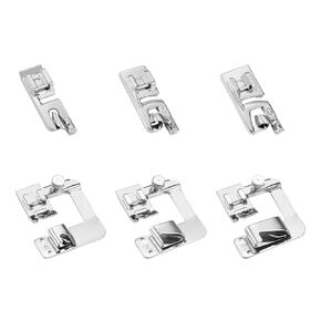 6 Sizes Rolled Hem Presser Foot, Wide Rolled Hem Foot Set and Narrow Hemmer Foot Set for Low Shank Snap-On Singer, Brother, Babylock, Euro-Pro, Janome, Kenmore, White and More Sewing Machines