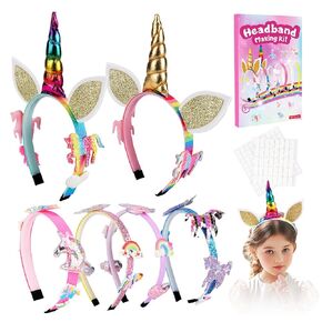 Headband Making Kit for Girls, Make Your Own Fashion Headbands for Girls, DIY Hair Accessories Set for Ages 5-12 Year Old Girl, Little Girls Art & Craft Arts Gifts for Birthday Xmas