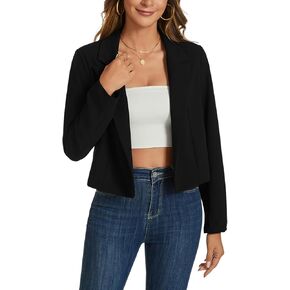 MINTLIMIT Cropped Blazers for Women Business Casual Long Sleeve Open Front Suit Jacket Work Office Blazer