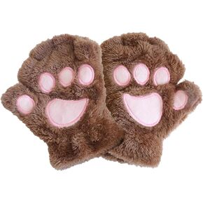 Bear Paws Gloves Cute Animal Cat Claws Mitten Fingerless Touchscreen Women Men Typing Outdoors Stage Custome Cosplay