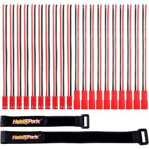HobbyPark RC JST Connector Plugs 2 Pins Male Female with 22 Gauge Silicone Cable Wire for RC LED Lamp Strip Battery Motor Fan ESC, 10 Pairs