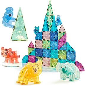 MiDeer Animal Magnetic Tiles 40 Pcs, Magnetic Building Blocks for Toddler 3-5, Educational Stack Tile Construction Magnet Block STEM Learning Toy for Kids Age 3-5 4-8