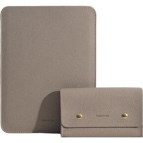 PU Leather Padded Laptop Sleeve Bag 13Inch Compatible with New MacBook Air 13 A3113 M3, 2024 MacBook Pro 13 M2 A2686 with Charger Pouch Color Camel