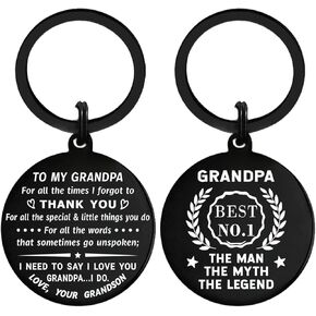 TANWIH Christmas Gifts for Grandpa - Best Grandpa Ever Keychain - Birthday Gifts for Grandfather Key Chain Keyring