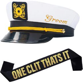 Groom Captain Hat with Groom Sash Bachelor Party Favors Supplies Decorations, Ideas, Gifts Nautical Bachelor Hat