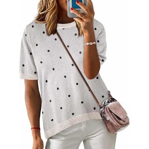 Zeagoo Womens Sweaters Short Sleeve Top Casual Crew Neck Knit Trendy Pullover Sweater Tops in Saudi Arabia