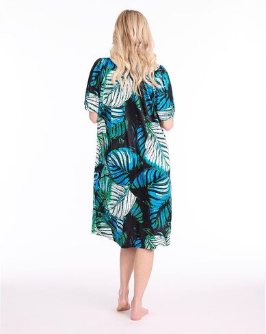 CATALOG CLASSICS Womens Muumuu House Dress Lounger Short Sleeve with Pockets 42" in Saudi Arabia