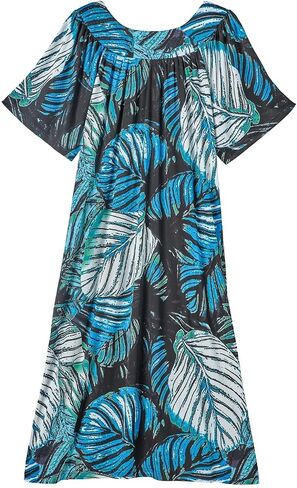 CATALOG CLASSICS Womens Muumuu House Dress Lounger Short Sleeve with Pockets 42" in Saudi Arabia