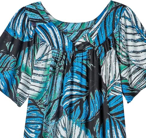CATALOG CLASSICS Womens Muumuu House Dress Lounger Short Sleeve with Pockets 42" in Saudi Arabia
