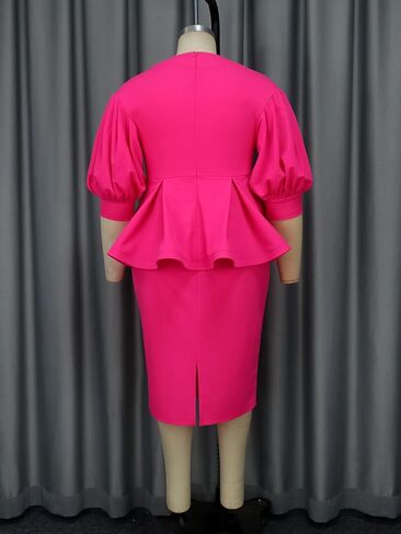 AOMEI Women's V Neck Applique Beaded Peplum Office Bodycon Midi Dress 3/4 Sleeve Business Work Pencil Dresses for Women in Kuwait