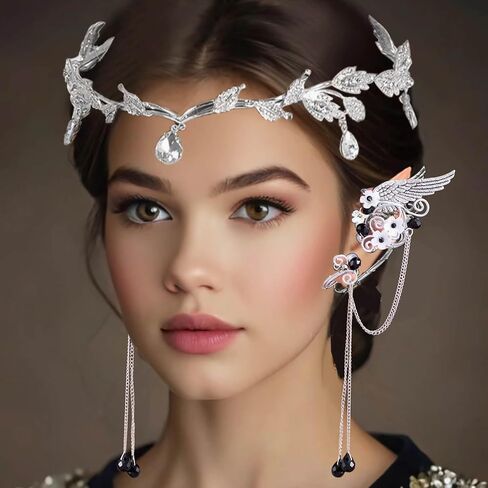 Fairy Elf Ear Cuffs for Women, Renaissance Fairy Costume Accessories for Women Halloween Cosplay Party in Saudi Arabia