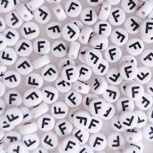 200+ Pieces 4x7mm Vowel A-E-I-O-U Letter Beads for Jewelry Making, White Round Acrylic Bulk Mixed Alphabet(Black on White) in Kuwait