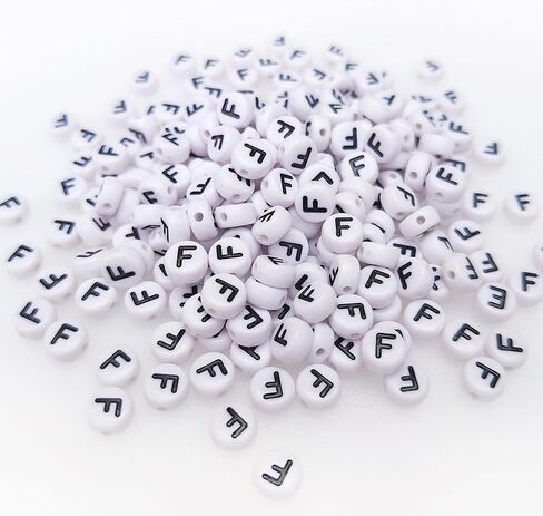 200+ Pieces 4x7mm Vowel A-E-I-O-U Letter Beads for Jewelry Making, White Round Acrylic Bulk Mixed Alphabet(Black on White) in Kuwait