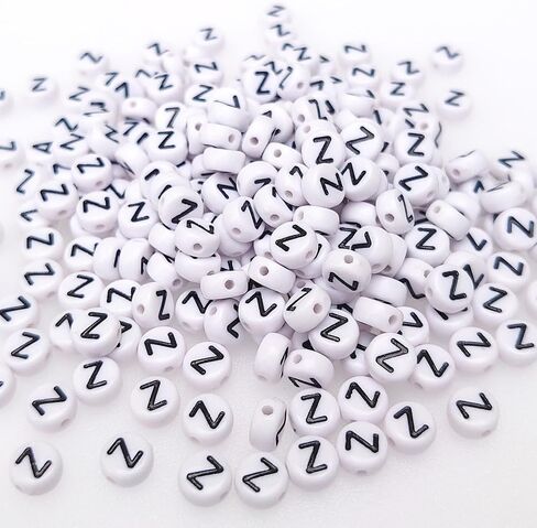 200+ Pieces 4x7mm Vowel A-E-I-O-U Letter Beads for Jewelry Making, White Round Acrylic Bulk Mixed Alphabet(Black on White) in Kuwait