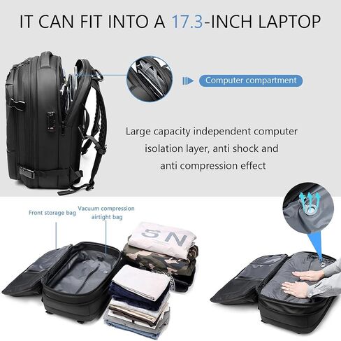 Vacpack Backpack Airback Travel Laptop Hiking Waterproof Anti Theft Carry on Flight with Pump for Men in Saudi Arabia