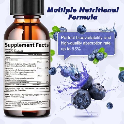 2 Pack Potassium Magnesium Supplement Liquid - High Absorption Calm Magnesium Complex 500mg & Potassium 99mg Plus Calcium, Vitamin D3, Zinc for Leg Cramps & Bone & Energy & Immune Support - 2 Fl oz in Kuwait