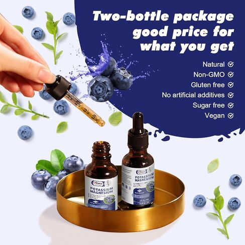 2 Pack Potassium Magnesium Supplement Liquid - High Absorption Calm Magnesium Complex 500mg & Potassium 99mg Plus Calcium, Vitamin D3, Zinc for Leg Cramps & Bone & Energy & Immune Support - 2 Fl oz in Kuwait