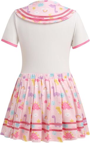 ABAFIP Women's Cute Romper Pajamas Bodysuit Pleated Skirt Short Sleeve Sailor Collar Pajama Nightwear Set in Kuwait
