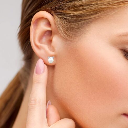 LeCalla Flaunt 925 Sterling Silver Pearl CZ Stud Earrings for Women, Hypoallergenic CZ Studs Earring for Women in Saudi Arabia