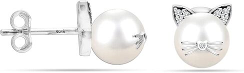LeCalla Flaunt 925 Sterling Silver Pearl CZ Stud Earrings for Women, Hypoallergenic CZ Studs Earring for Women in Saudi Arabia