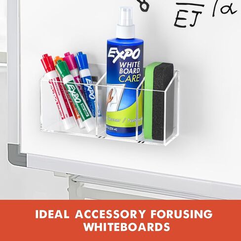 Magnetic Dry Erase Marker Holder, Acrylic Magnet Pen Holder for Whiteboard, Refrigerator, Magnetic Fridge Organizer for Office, Classroom, Whiteboard Maker Holder, Locker Organizer in Kuwait