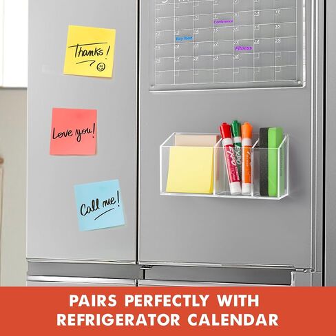 Magnetic Dry Erase Marker Holder, Acrylic Magnet Pen Holder for Whiteboard, Refrigerator, Magnetic Fridge Organizer for Office, Classroom, Whiteboard Maker Holder, Locker Organizer in Kuwait