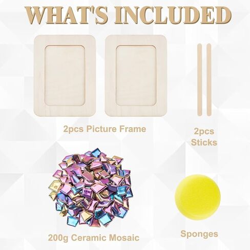 WEBEEDY 2 Sets Photo Frame Craft Kit DIY Picture Frame Mosaic Kits 7.5"x5.5" Wooden Photo Frame with Ceramic Mosaic Tiles,Photo Frame Making Kit for Home Bedroom Desktop and Wall Decor,14x19cm in Saudi Arabia