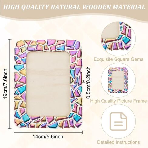 WEBEEDY 2 Sets Photo Frame Craft Kit DIY Picture Frame Mosaic Kits 7.5"x5.5" Wooden Photo Frame with Ceramic Mosaic Tiles,Photo Frame Making Kit for Home Bedroom Desktop and Wall Decor,14x19cm in Saudi Arabia