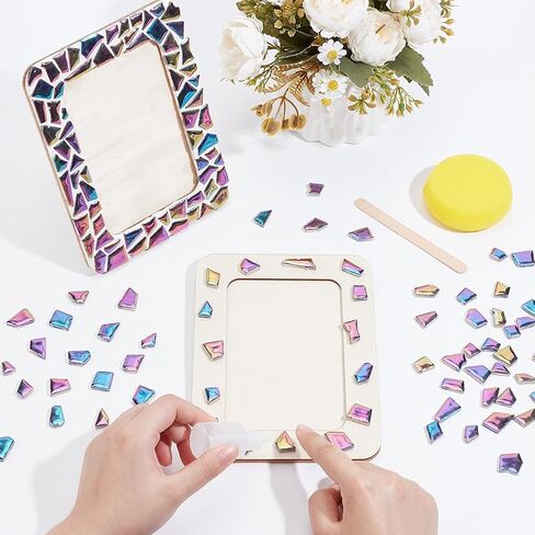 WEBEEDY 2 Sets Photo Frame Craft Kit DIY Picture Frame Mosaic Kits 7.5"x5.5" Wooden Photo Frame with Ceramic Mosaic Tiles,Photo Frame Making Kit for Home Bedroom Desktop and Wall Decor,14x19cm in Saudi Arabia