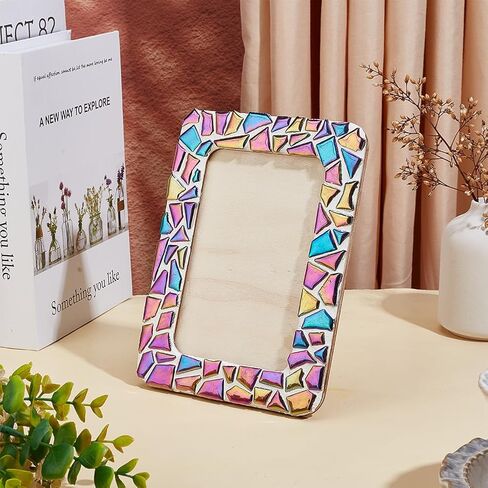 WEBEEDY 2 Sets Photo Frame Craft Kit DIY Picture Frame Mosaic Kits 7.5"x5.5" Wooden Photo Frame with Ceramic Mosaic Tiles,Photo Frame Making Kit for Home Bedroom Desktop and Wall Decor,14x19cm in Saudi Arabia