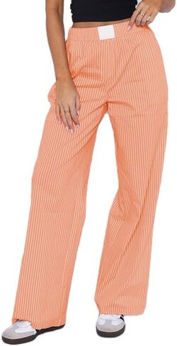 NUFIWI Women Y2k Lounge Pants High Waist Striped Printed Wide Leg Pants Summer Casual Going Out Pants with Pocket in Saudi Arabia