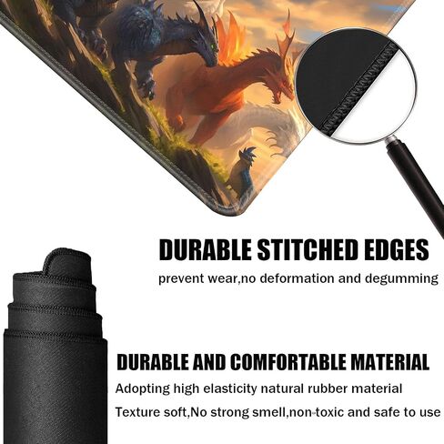 Board Game TCG Playmat Table Mats Games Size 60X35 cm Mousepad Compatible for MTG RPG CCG Trading Card Game Play mats with 6 Dice (Playmat 107) Wolf 3 in Kuwait