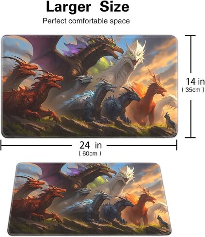 Board Game TCG Playmat Table Mats Games Size 60X35 cm Mousepad Compatible for MTG RPG CCG Trading Card Game Play mats with 6 Dice (Playmat 107) Wolf 3 in Kuwait