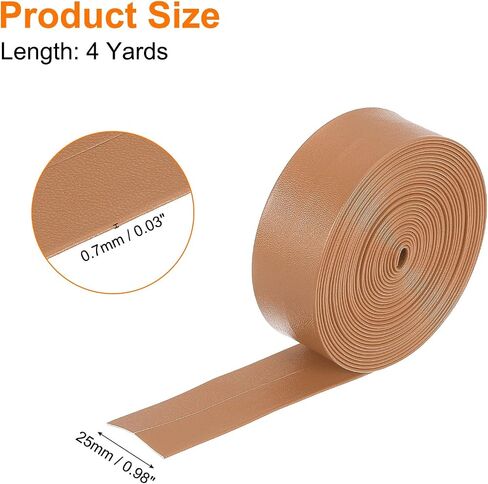 uxcell 4 Yard 25mm PU Faux Leather Strips, Fold Over Leather Strap Roll Double Sided Faux Supplies for DIY Craft Projects, Gold in Saudi Arabia