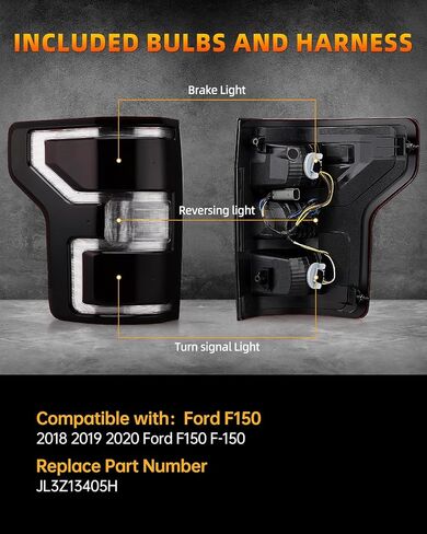 OKLPF Rear Brake Tail Light Compatible With 2018 2019 2020 Ford F150 F-150 Replace JL3Z-13404-H JL3Z-13405-H,Replace Red Taillight Assembly,Included Bulbs and Harness,Driver and Passenger Side in Saudi Arabia