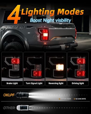 OKLPF Rear Brake Tail Light Compatible With 2018 2019 2020 Ford F150 F-150 Replace JL3Z-13404-H JL3Z-13405-H,Replace Red Taillight Assembly,Included Bulbs and Harness,Driver and Passenger Side in Saudi Arabia