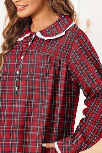 Ekouaer Womens Flannel Nightgowns Cotton Christmas Nightgown Long Sleeve House Coat with Pockets S-3XL in Saudi Arabia