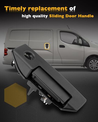 مقبض باب منزلق للسائق، متوافق مع 2013-2021 Nissan NV200، 2015-2018 Chevy City Express، الجانب الأيسر الخلفي الخارجي مع فتحة المفتاح، استبدال # 826073LM0B 157619، جزء مقبض الباب الخارجي المنزلق in Saudi Arabia