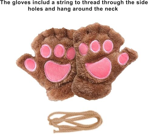 Bear Paws Gloves Cute Animal Cat Claws Mitten Fingerless Touchscreen Women Men Typing Outdoors Stage Custome Cosplay in Saudi Arabia