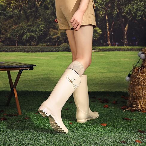 احذية المطر للنساء أحذية حديقة مقاومة للماء عدم الانزلاق أحذية الطين عالية الركبة السيدات أحذية مطاطية طويلة خفيفة الوزن أحذية العمل في الهواء الطلق in Kuwait